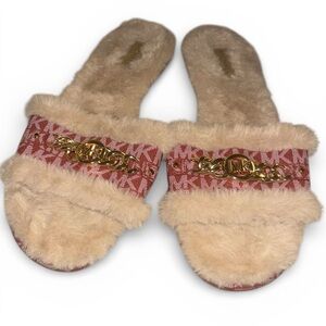 MICHAEL Michael Kors Beige and Pink Fur Sandals